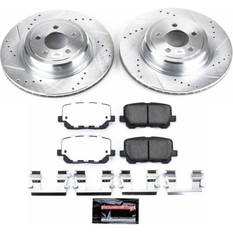 Dodge Charger Brake Kit - Rear - PowerStop - Drilled & Slotted Rotors + Carbon-Fiber Ceramic Pads - `14-`21