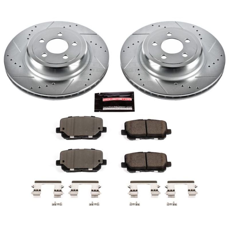 Dodge Charger Brake Kit - Rear - PowerStop - Drilled & Slotted Rotors + Carbon-Fiber Ceramic Pads - `14-`19