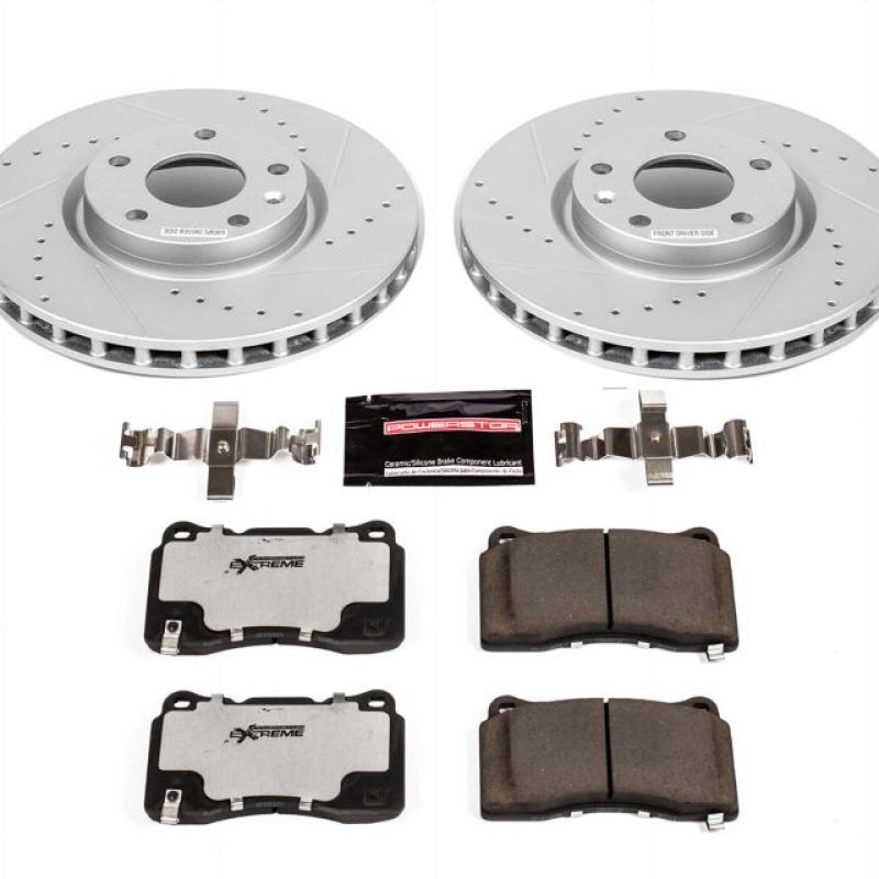 Chevrolet Corvette Brake Kit - Front - PowerStop - Drilled & Slotted Rotors + Carbon-Fiber Ceramic Pads - `15-`19