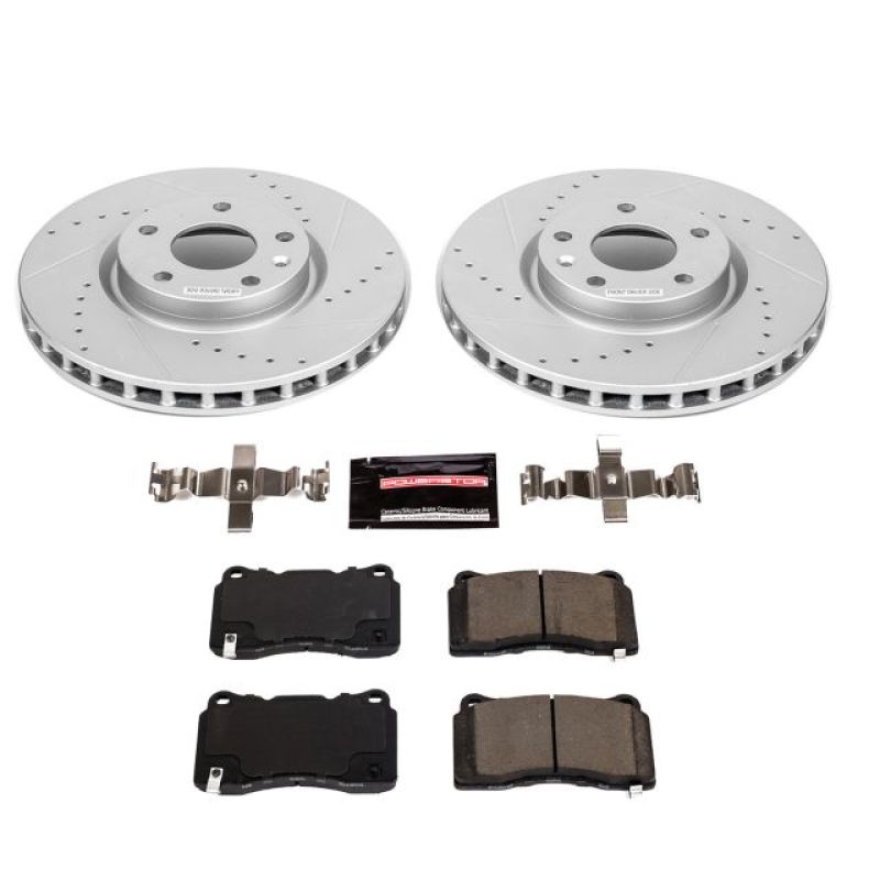 Chevrolet Corvette Brake Kit - Front - PowerStop - Drilled & Slotted Rotors + Carbon-Fiber Ceramic Pads - `15-`19