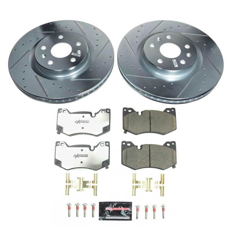 Chevrolet Corvette Brake Kit - Front - PowerStop - Drilled & Slotted Rotors + Carbon-Fiber Ceramic Pads - `20-`21