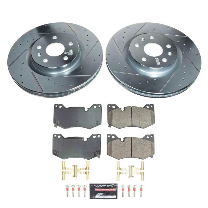 Chevrolet Corvette Brake Kit - Front - PowerStop - Drilled & Slotted Rotors + Carbon-Fiber Ceramic Pads - `20-`21