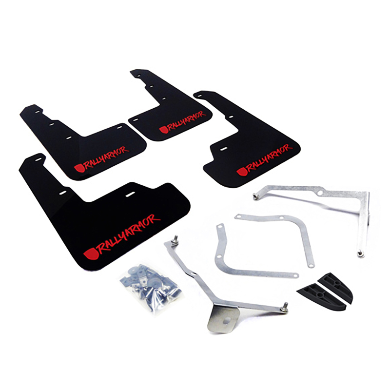 Subaru WRX Mud Flap Kit - Rally Armor - UR Black with Red Altered Font Logo - Black - `15-`21