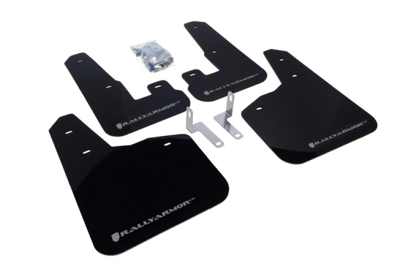 Subaru Legacy Mud Flap Kit - Front + Rear - Rally Armor - UR Silver Logo - Black - `10-`14