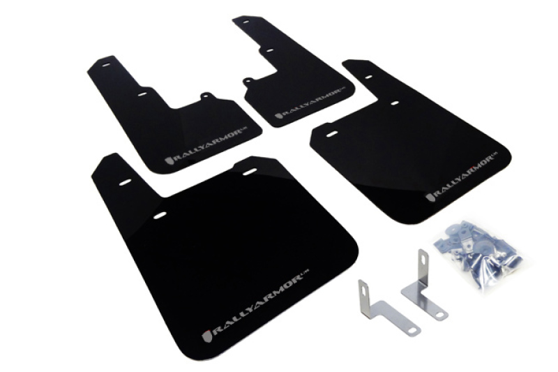 Subaru Outback Mud Flaps - Rally Armor - Black UR Mud Flap w/ Silver Logo - Black - `15-`19