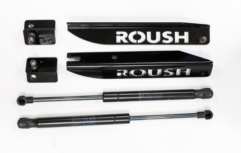 Ford Mustang Hood Strut Kit - Roush - Gas-Charged with Roush Logo - Black - `05-`14