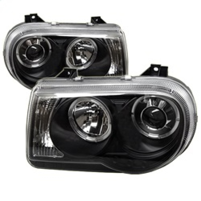 Chrysler 300C Headlight Set - SPYDER - LED Halo Projector - Black - `05-`10