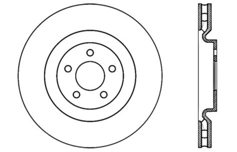 Ford Mustang Brake Rotor (1) - Front Left - Stoptech - Drilled Sport - Black - `07-`14