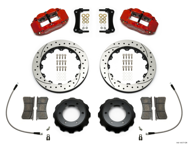 Toyota Tacoma Brake Kit - Front - Wilwood - Superlite Red 6R + 12.88in Drilled Rotors - Red - `05-`15