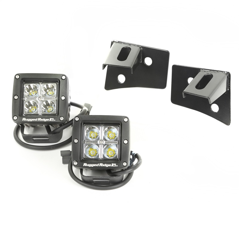 Jeep Wrangler JK LED Light Kit - Rugged Ridge - Square - Black - `07-`18