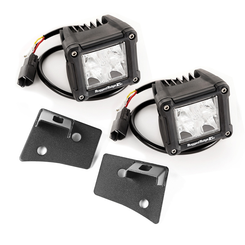 Jeep Wrangler JK Windshield LED Kit - Windshield - Rugged Ridge - Dual Cube - Textured Black - `07-`18