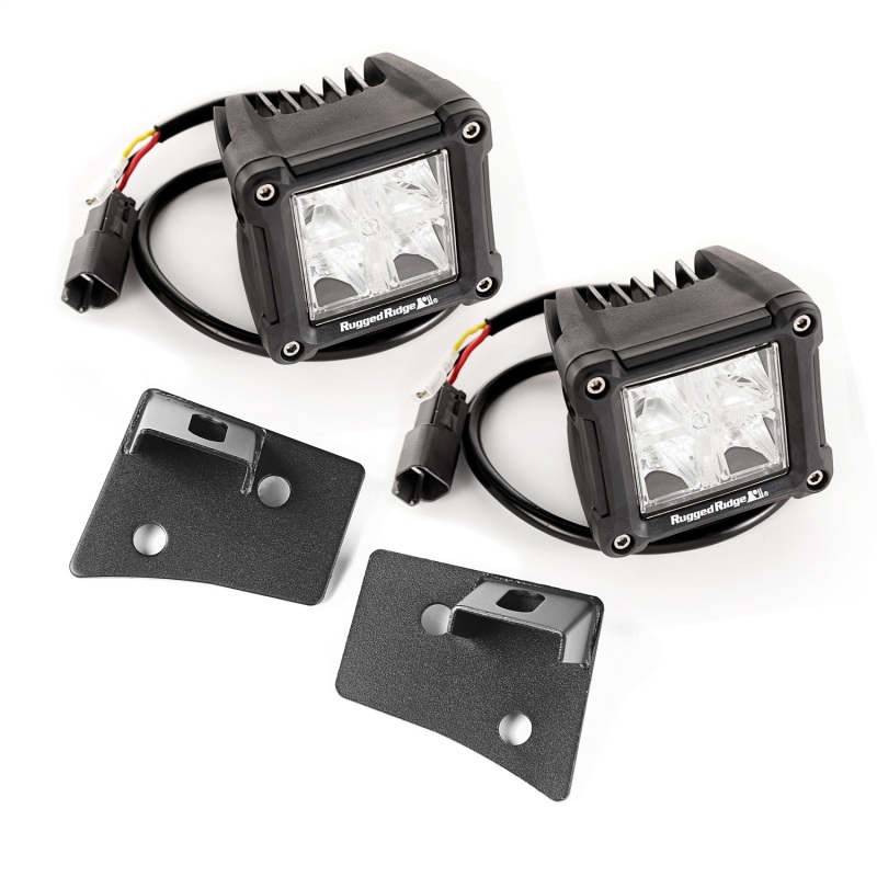 Jeep Wrangler JK Windshield LED Kit - Windshield - Rugged Ridge - Dual Cube - Textured Black - `07-`18
