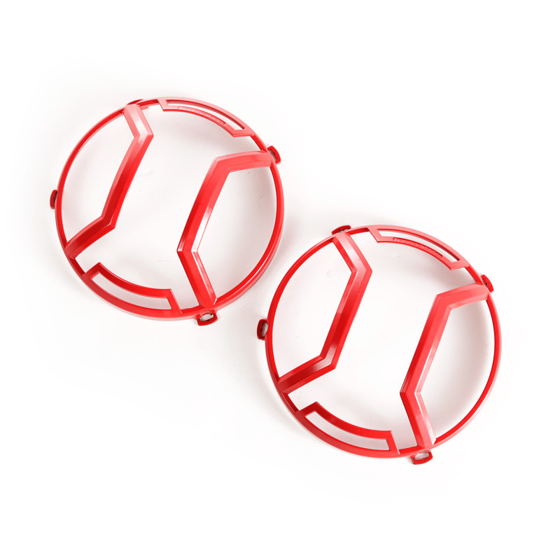 Jeep Wrangler JK Headlight Euro Guards - Rugged Ridge - Elite - Red - `07-`18