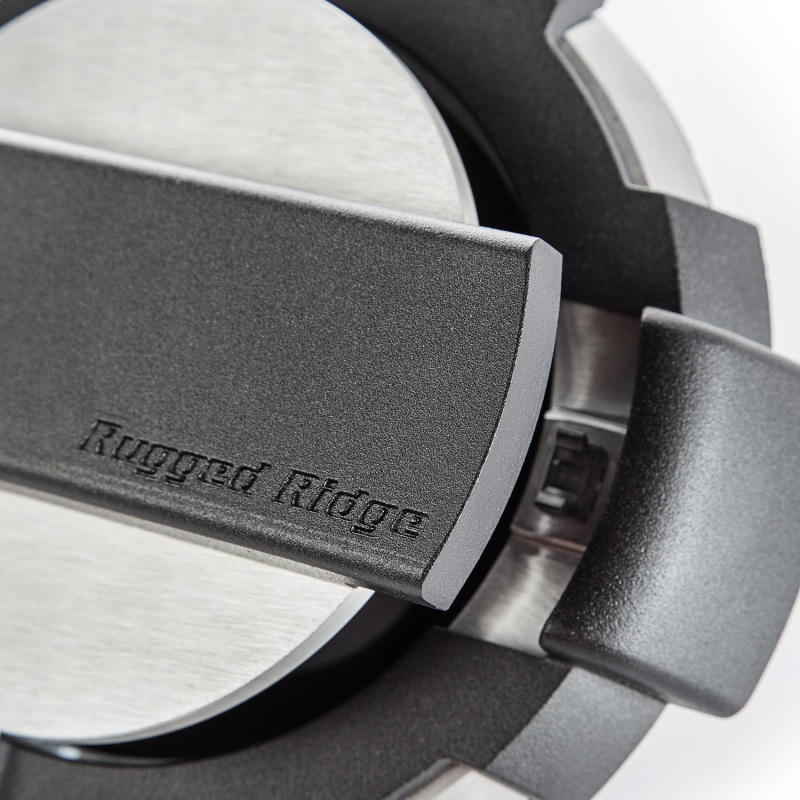 Jeep Wrangler JK Fuel Door - Rugged Ridge - Elite - Brushed Aluminum - `07-`18