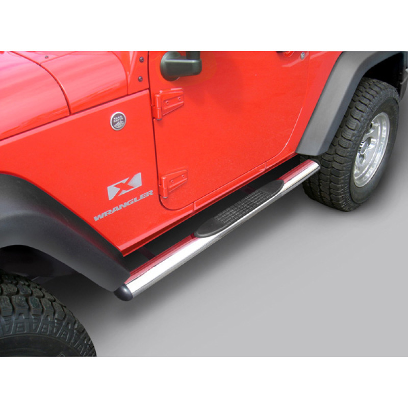 Jeep Wrangler JK Side Steps - Rugged Ridge - 4 1/4-In Oval - Stainless Steel - `07-`18