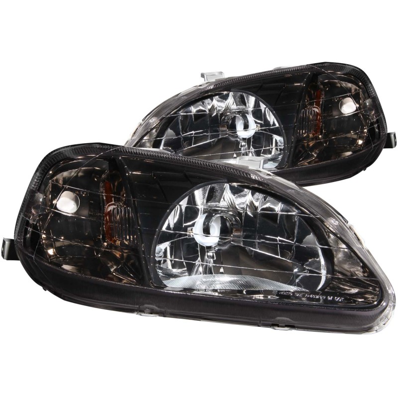 Honda Civic Crystal Headlights - ANZO - Crystal - Gun-Metal Gray - `99-`00