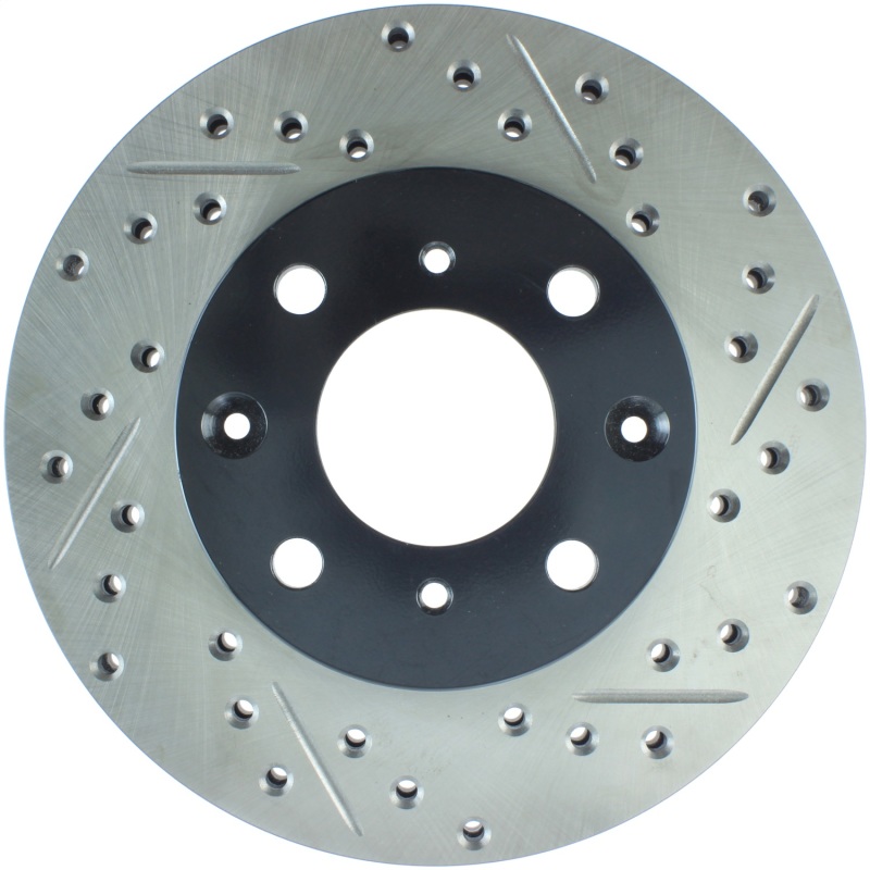 Honda Civic Brake Rotor (1) - Front Left - Stoptech - Slotted & Drilled - Black - `90-`00