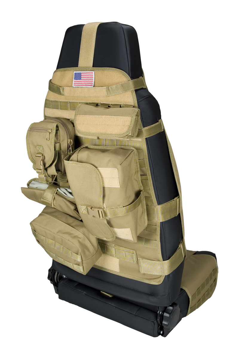 Jeep Gladiator Seat Cover - Front - Rugged Ridge - Cargo Seat Cover w/Molle Pals System; 7 Pouches - Tan - `20-`22