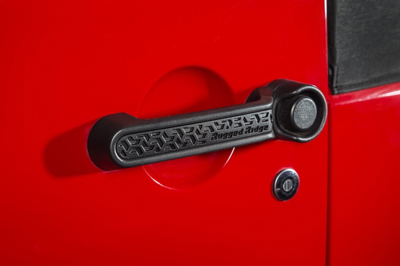 Jeep Wrangler JK Door Handle Insert - Front - Rugged Ridge - Elite - Black Tread - `07-`18