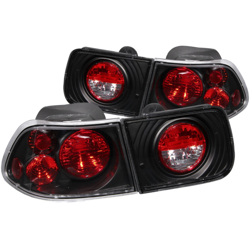 Honda Civic Taillights - ANZO - Clear Lens, Black Housing - Black - `96-`00