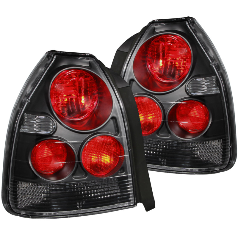 Honda Civic Taillights - Rear - ANZO - Clear Lens, Black Housing - Black - `96-`00