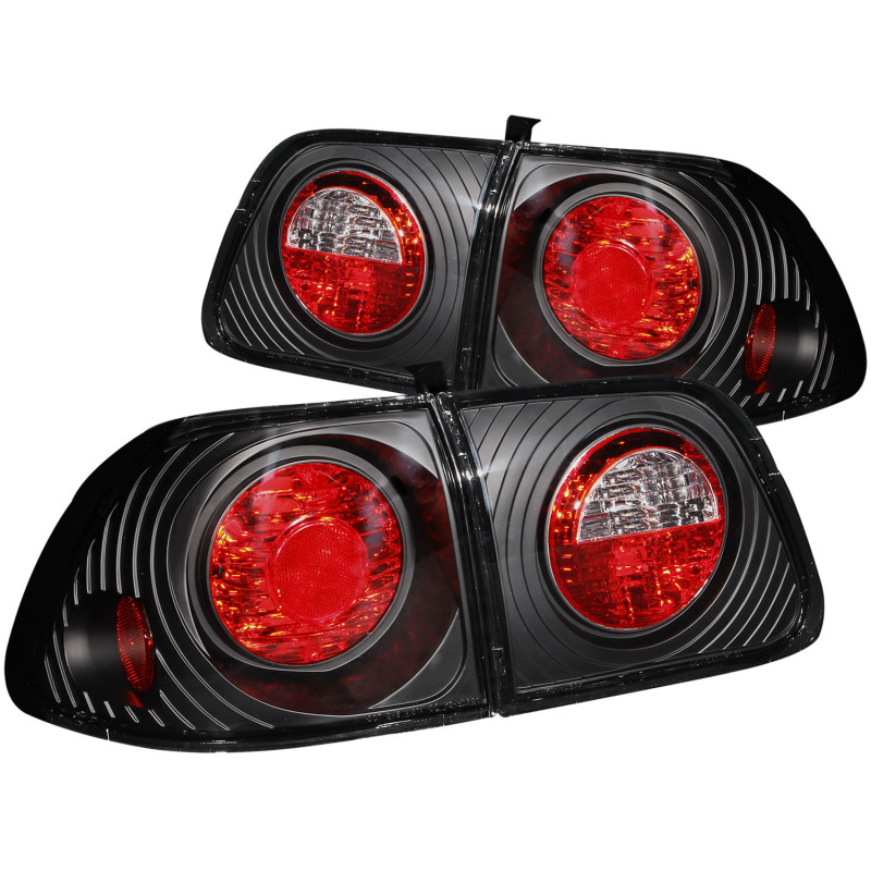 Honda Civic Taillights - ANZO - Black - `99-`00