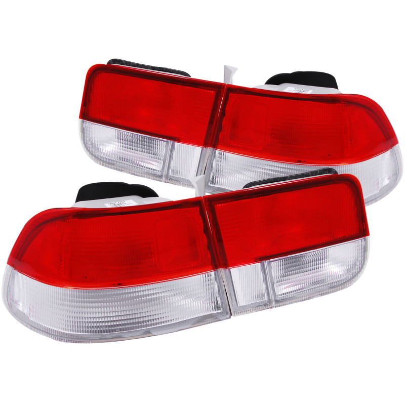 Honda Civic Taillights - ANZO - OEM 4pc - Red/Clear - `96-`00