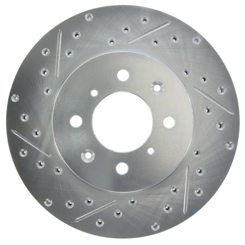 Honda Civic Brake Rotor (1) - Front Right - Stoptech - Slotted and Drilled - Zinc Coated - `90-`05