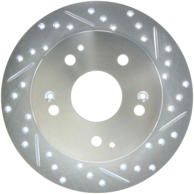 Honda Civic Brake Rotor (1) - Rear Left - Stoptech - Drilled & Slotted - Zinc Coated - `04-`05