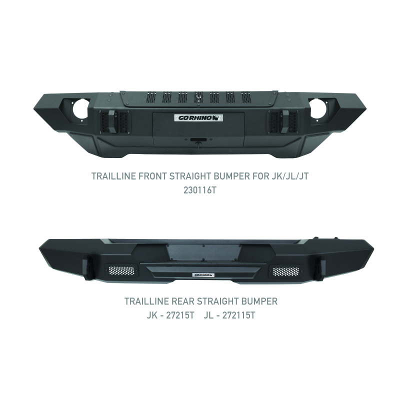 Jeep Gladiator Bumper - Front - Go Rhino - Trailline Winch Ready Front Straight - Black - `07-`20