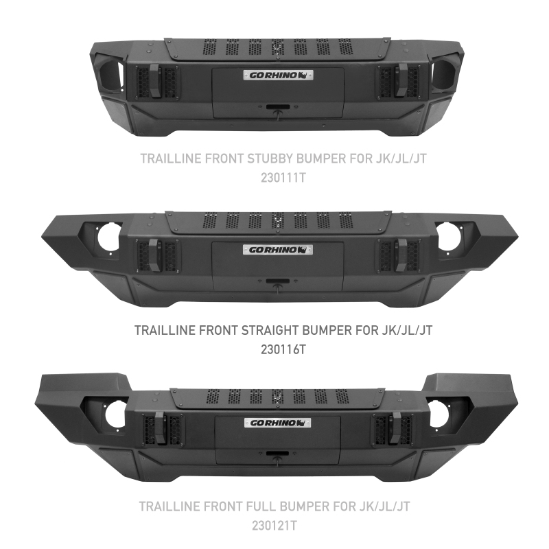 Jeep Gladiator Bumper - Front - Go Rhino - Trailline Winch Ready Front Straight - Black - `07-`20