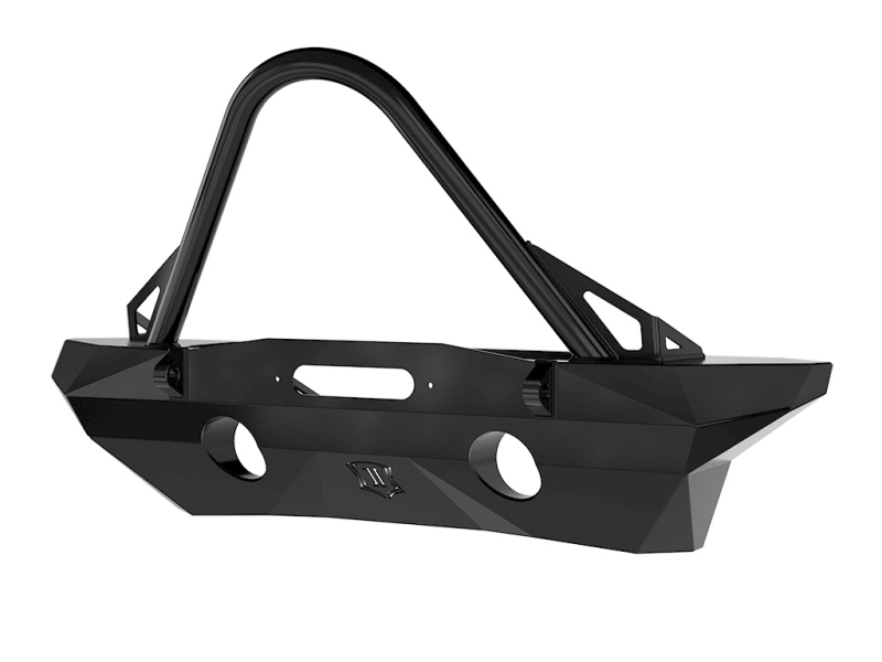 Jeep Wrangler JK Bumper - Front - ICON - Pro Series Mid Width Front Recessed Winch with Stinger and Tabs - Black - `07-`18