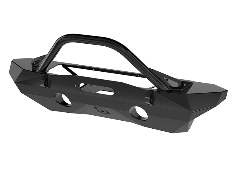 Jeep Wrangler JK Mid Width Front Bumper Recessed Winch Mount - Front - ICON - Pro Series - Satin Black - `07-`18