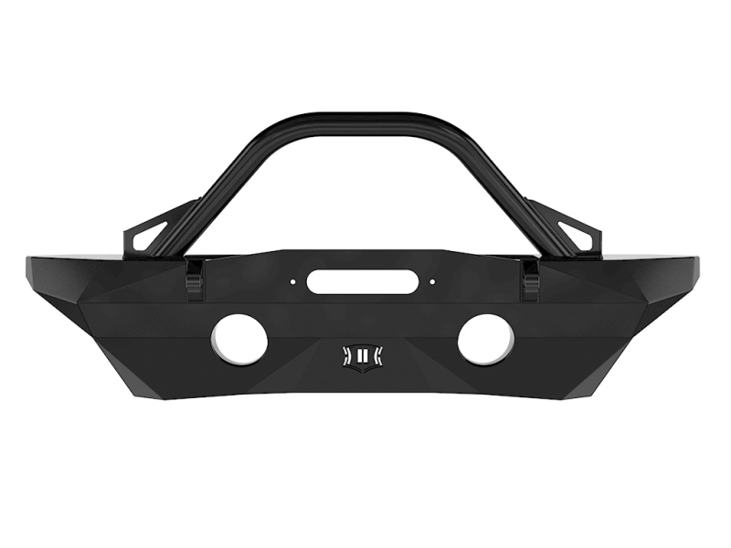 Jeep Wrangler JK Mid Width Front Bumper Recessed Winch Mount - Front - ICON - Pro Series - Satin Black - `07-`18