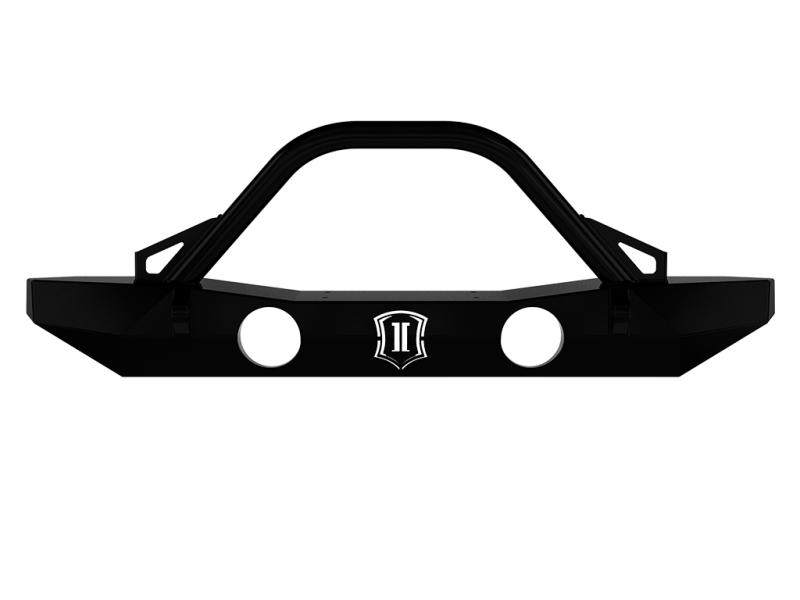 Jeep Wrangler JK Pro Series Mid Width Front Bumper w/Bar and Tabs - Front - ICON - Satin Black - `07-`18