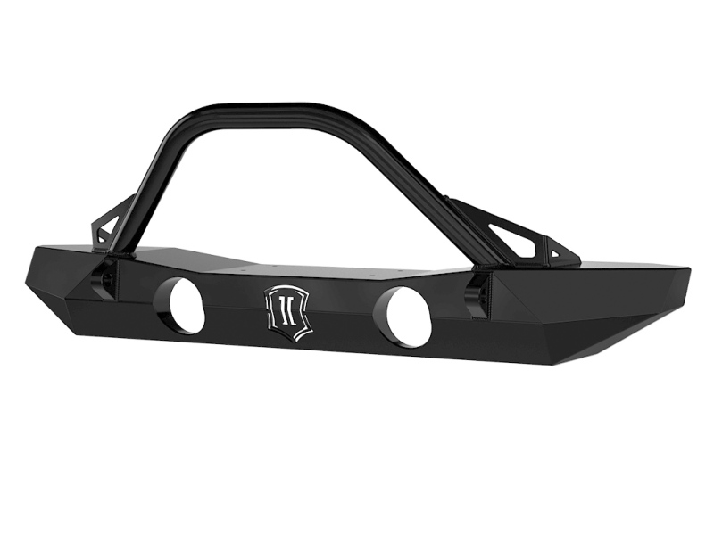 Jeep Wrangler JK Pro Series Mid Width Front Bumper w/Bar and Tabs - Front - ICON - Satin Black - `07-`18