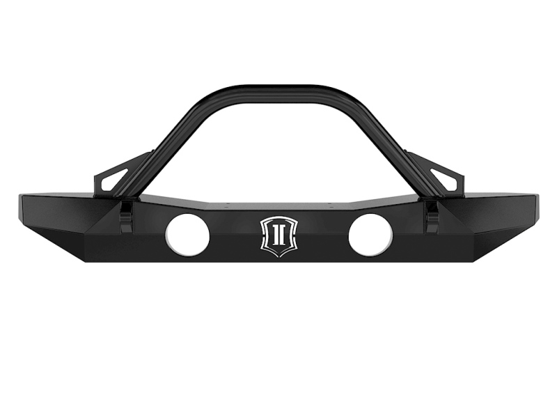 Jeep Wrangler JK Pro Series Mid Width Front Bumper w/Bar and Tabs - Front - ICON - Satin Black - `07-`18