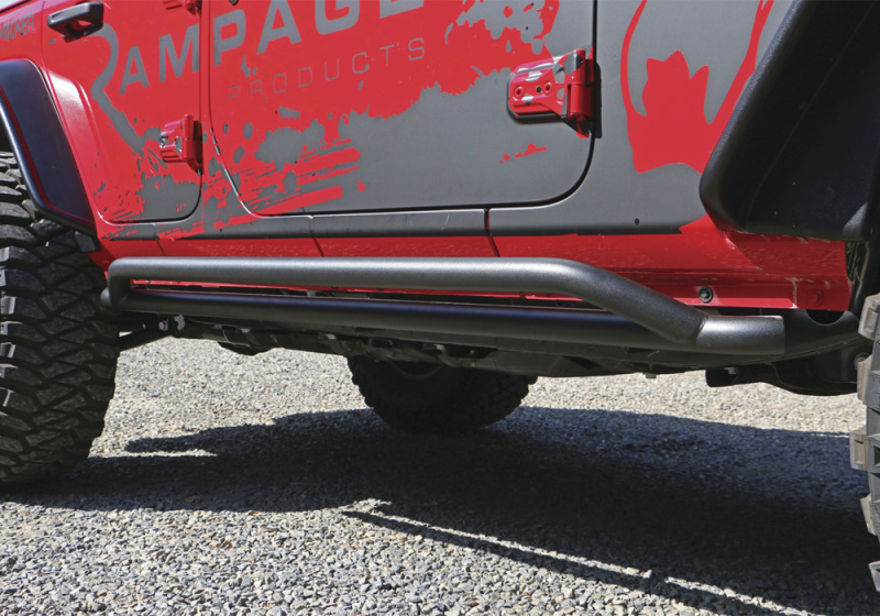 Jeep Wrangler JL Slimline Side Bars - Rampage - Unlimited Sport S - Black - `18-`19
