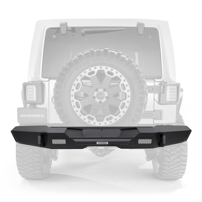 Jeep Wrangler JK Rear Full Width Bumper - Rear - Go Rhino - Trailline - Black - `07-`18