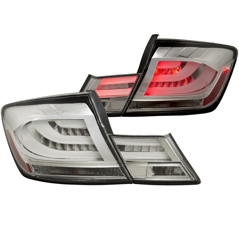 Honda Civic LED Taillights - Rear - ANZO - LED - Chrome - `13-`15