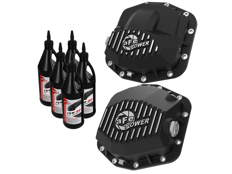 Jeep Wrangler JL Front and Rear Diff Cover Kit w/ Oil - Front and Rear - aFe - Pro Series - Black - 3.6L - `18-`24