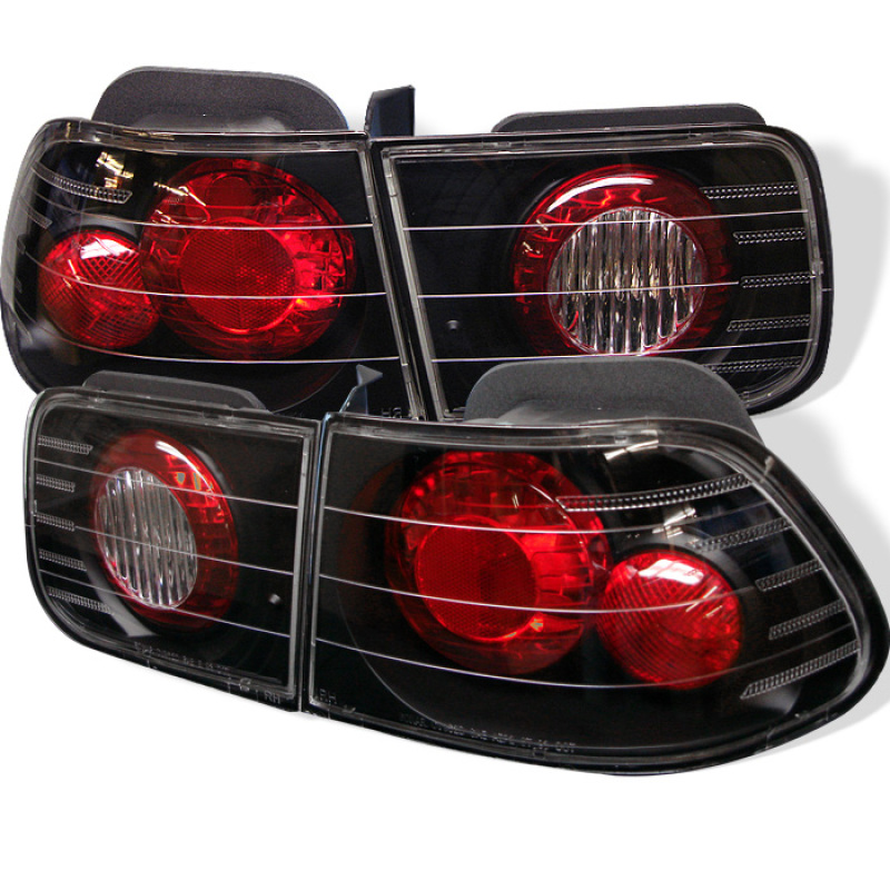 Honda Civic Tail Lights - SPYDER - Euro Style - Black - `96-`00