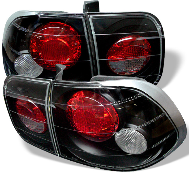 Honda Civic Euro Tail Lights - SPYDER - Black - `96-`98