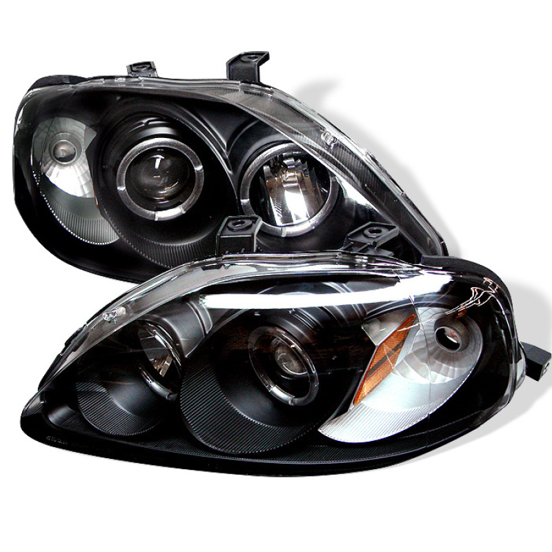 Honda Civic Headlights - SPYDER - LED Halo - Black - `99-`00