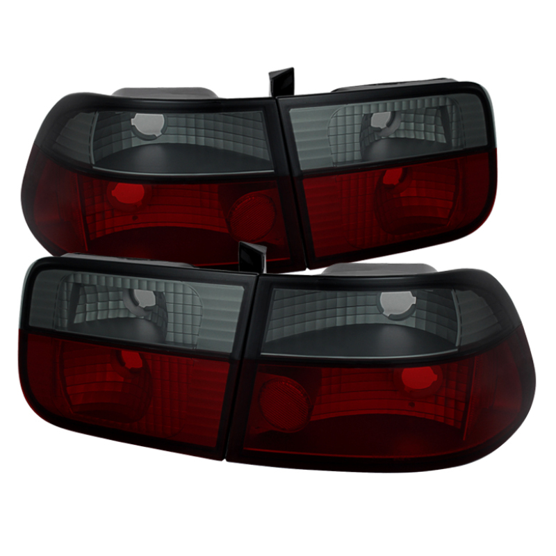 Honda Civic Tail Lights - SPYDER - Crystal - Red Smoke - `96-`00