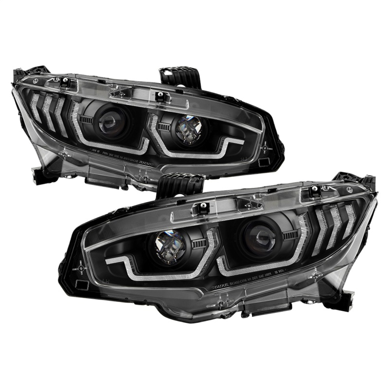 Honda Civic Headlights - SPYDER - Spyder Signature Series; Sequential Crystal Light Bar - Black - 2016