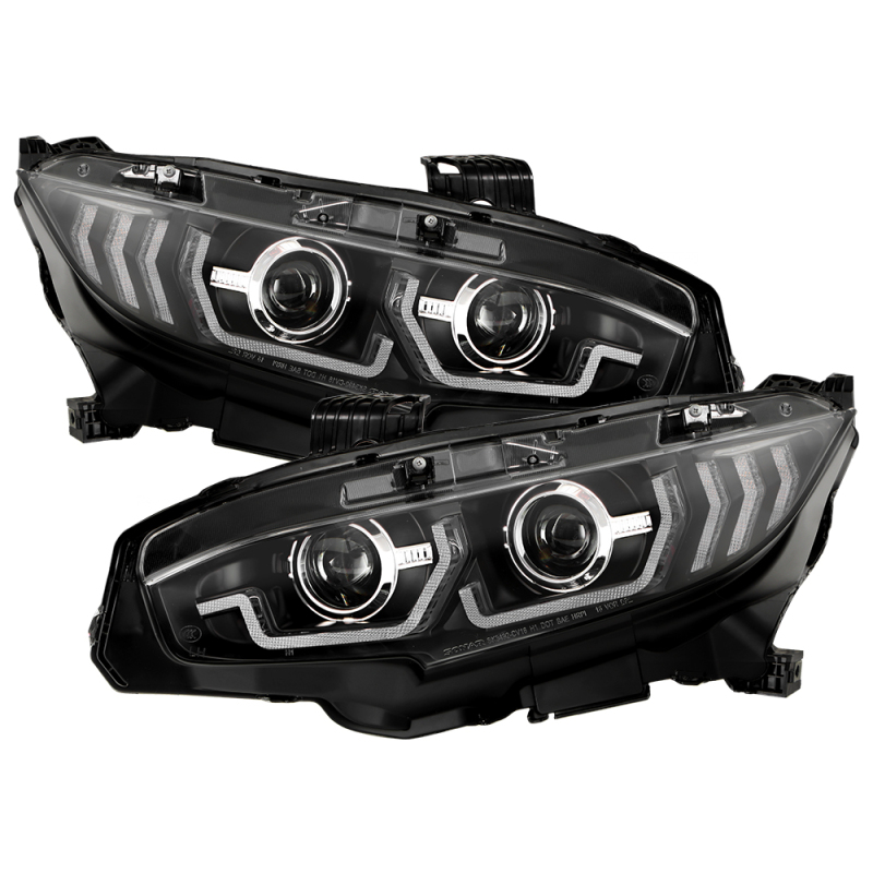 Honda Civic Headlights - SPYDER - High-Power LED Module - Black - `16-`20