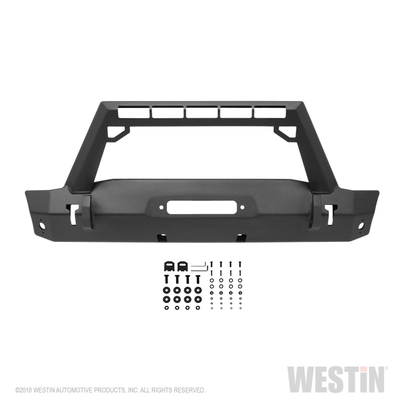 Jeep Wrangler JK WJ2 Stubby Front Bumper with LED Light Bar Mount - Front - Westin - Textured Black - `07-`18