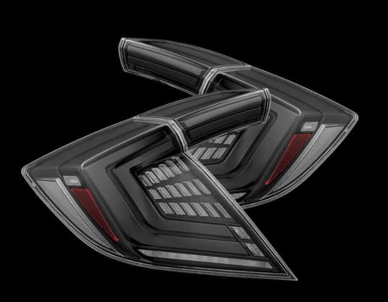Honda Civic Tail Lights (2) - Rear - AlphaRex - Nova-Series LED - Alpha Black - `16-`21
