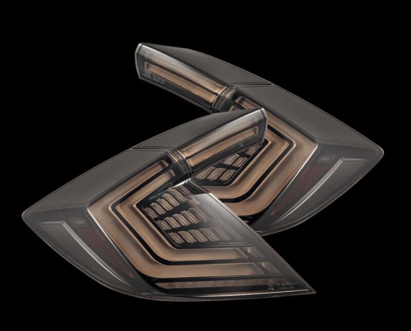 Honda Civic Tail Lights - Rear - AlphaRex - Nova-Series Prismatic LED - Black Smoke - `16-`21